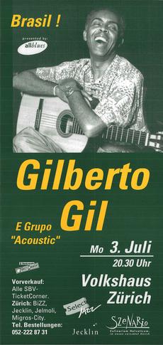 Gilberto Gil, 3.7.95, Volkshaus Zürich